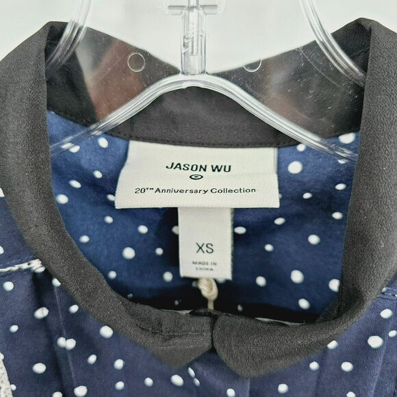 Jason Wu x Target Dress Mini Shift XS Blue Polka Dot Collared Button Front New - Picture 2 of 10